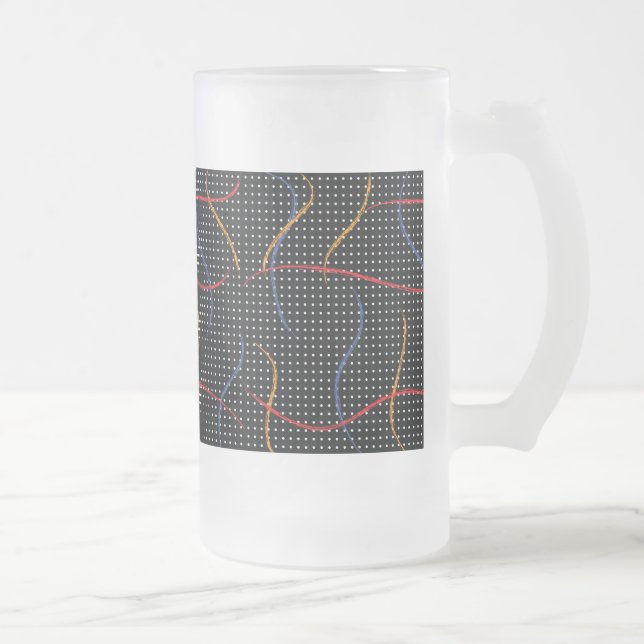 Retro Paint Splatter and Dots Frosted Glass Beer Mug (Right)
