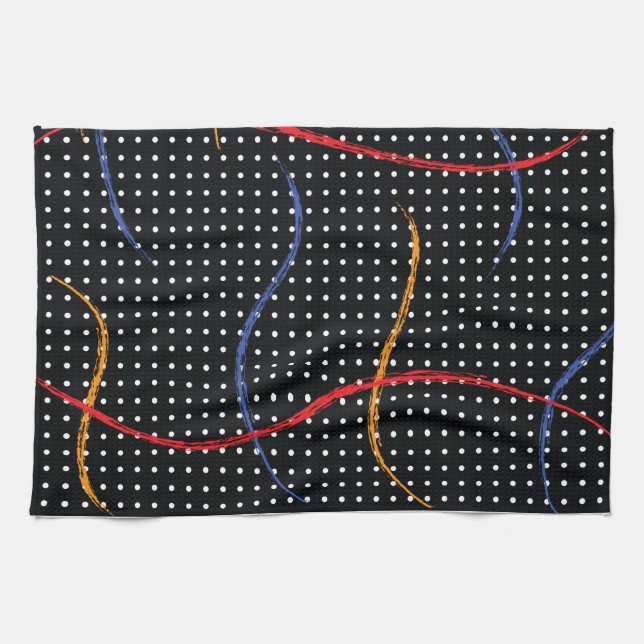 Retro Paint Splatter and Dots Kitchen Towel (Horizontal)
