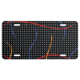 Retro Paint Splatter and Dots License Plate