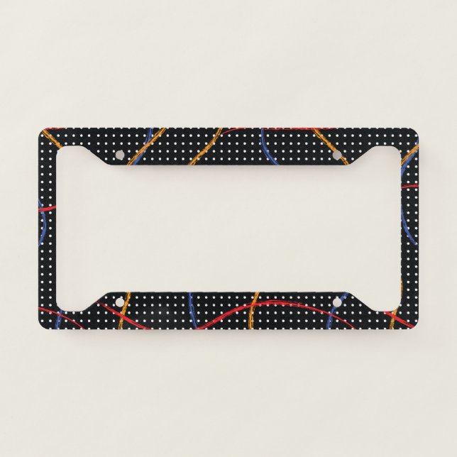 Retro Paint Splatter and Dots License Plate Frame (Front)