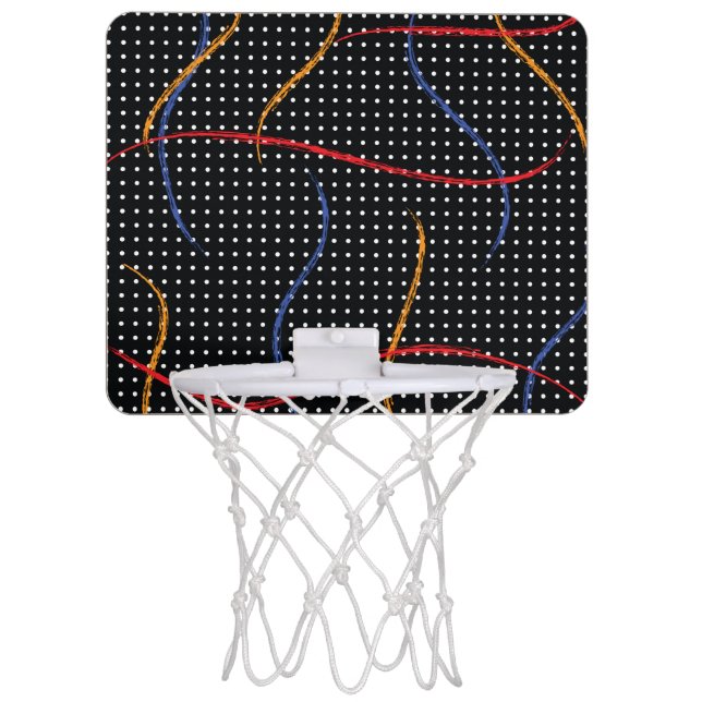 Retro Paint Splatter and Dots Mini Basketball Hoop (Front)