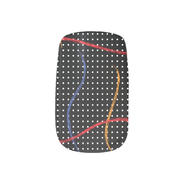 Retro Paint Splatter and Dots Minx Nail Art (Left Thumb)