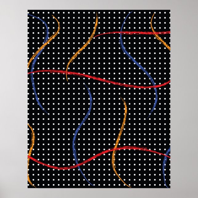 Retro Paint Splatter and Dots Poster (Front)