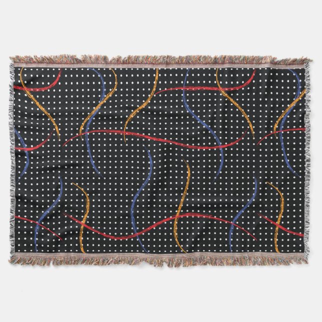 Retro Paint Splatter and Dots Throw Blanket (Front)