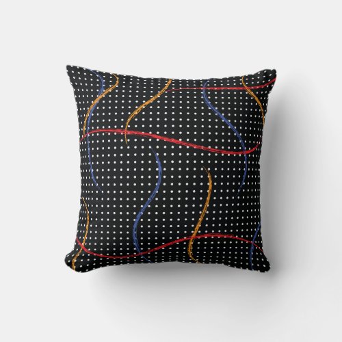 Retro Paint Splatter and Dots Throw Pillow