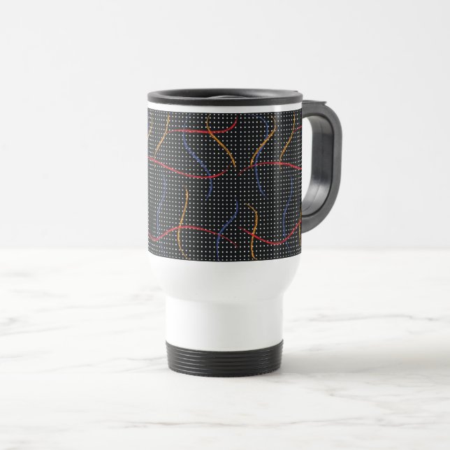 Retro Paint Splatter and Dots Travel Mug (Front Right)