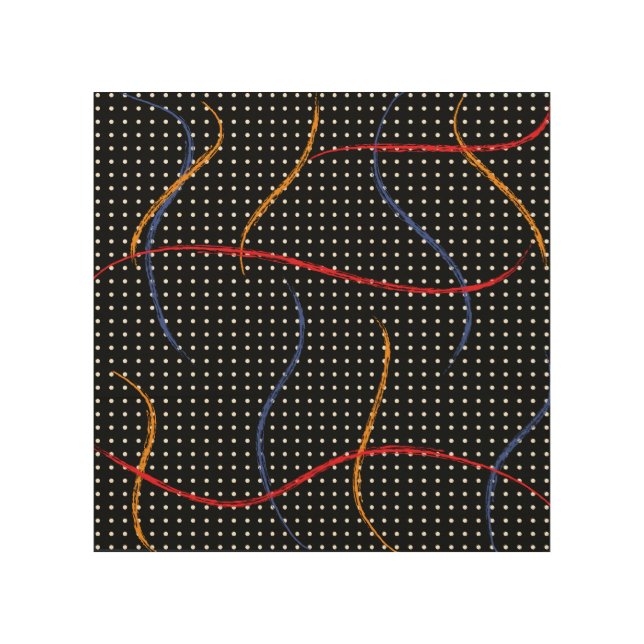 Retro Paint Splatter and Dots Wood Wall Art (Front)