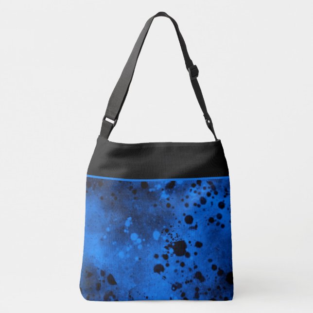 Retro Paint Splatter Effect Blue & Black  Crossbody Bag (Back)
