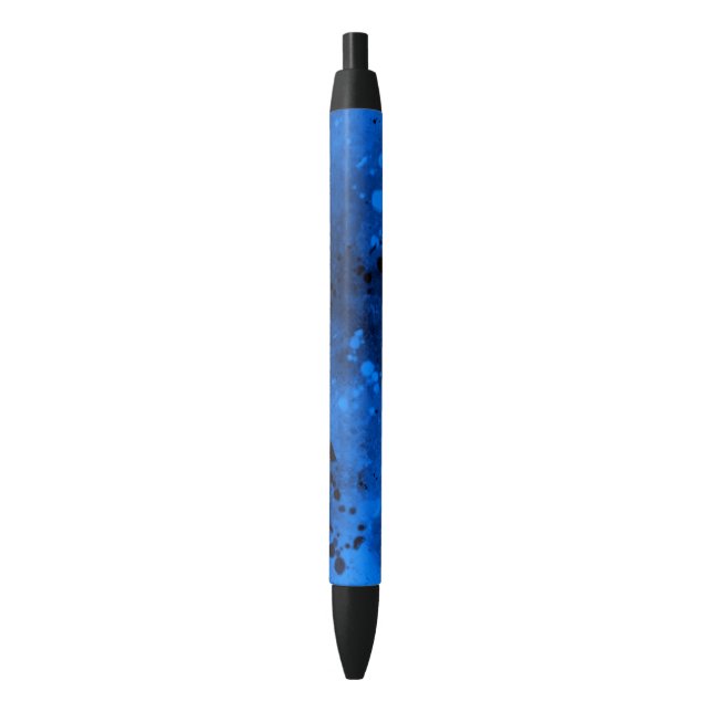 Retro Paint Splatter Effect Blue & Black  Pen (Front Vertical)