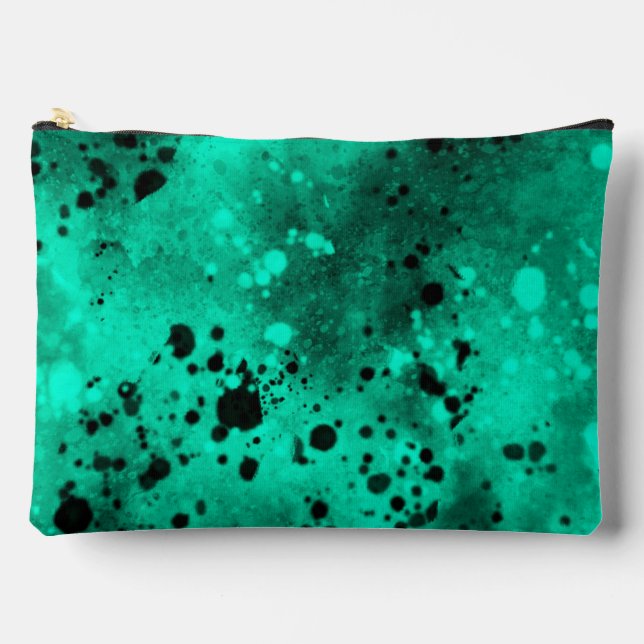 Retro Paint Splatter Effect Green & Black  Accessory Pouch (Front)