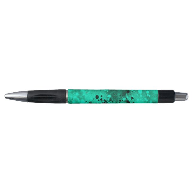 Retro Paint Splatter Effect Green & Black Pen (Front)