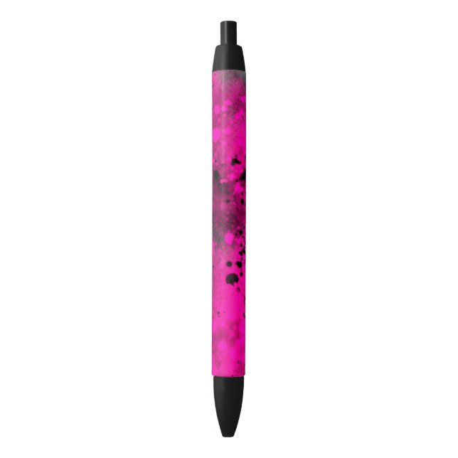 Retro Paint Splatter Effect Pink & Black  Pen (Front Vertical)