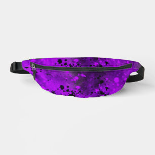 Retro Paint Splatter Effect Purple & Black  Fanny Pack
