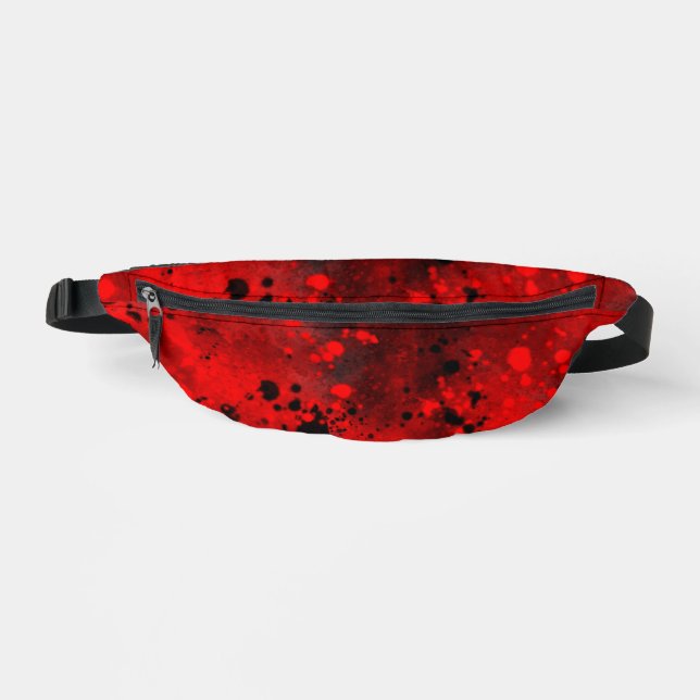 Retro Paint Splatter Effect Red & Black  Fanny Pack (Front)