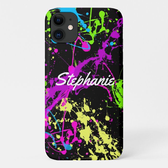Retro Paint Splatter Neon Custom Case-Mate iPhone Case (Back)