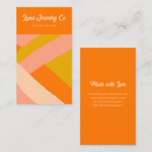 Retro Painted Abstract Crossed Lines Orange Blank Business Card