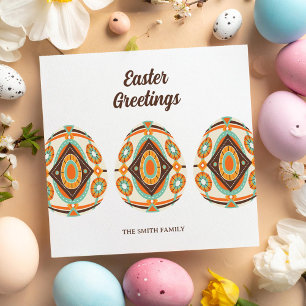 Retro Painted Easter Egg  Holiday Card