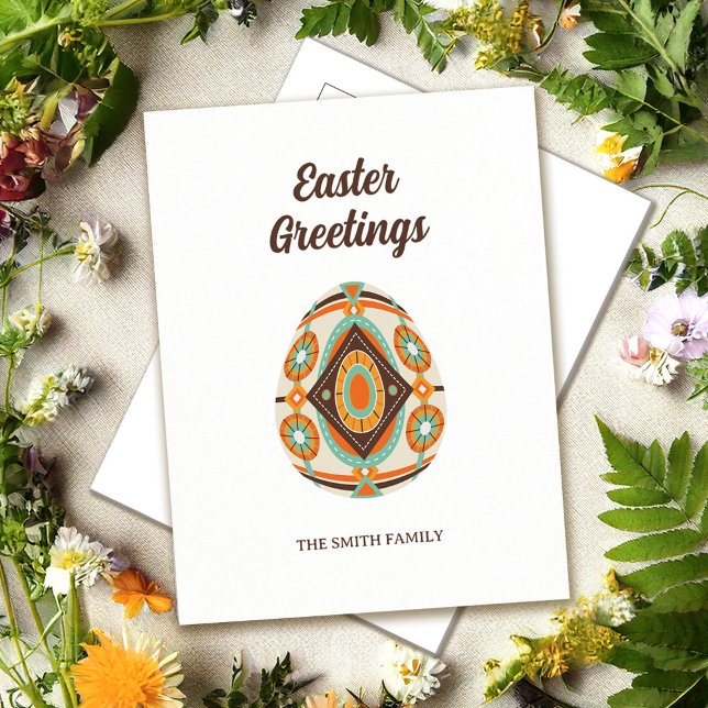 Retro Painted Easter Egg  Holiday Postcard (Creator Uploaded)