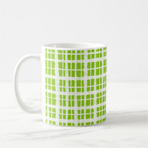 Retro Painted Gingham Plaid Pattern Lime Green Coffee Mug