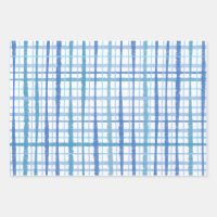 Navy Blue Plaid Tartan Cute Retro Aesthetic Wrapping Paper Sheets