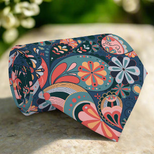 Retro Paisley Background Aesthetic Floral Pattern Neck Tie