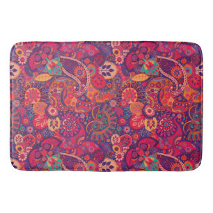 Retro Paisley Reds   Bath Mat