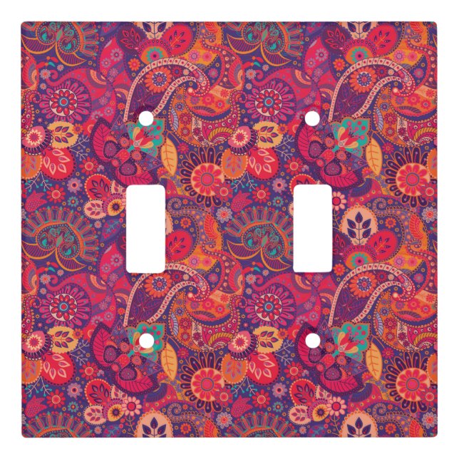 Retro Paisley Reds  Light Switch Cover (Front)