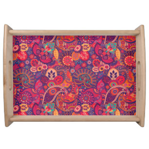 Retro Paisley Reds Serving Tray