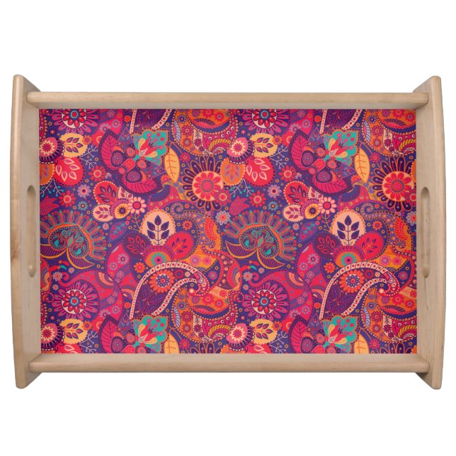 Retro Paisley Reds  Serving Tray (Front)