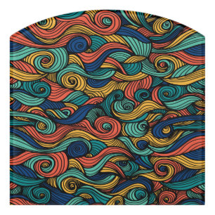 Retro Paisley Wave Boho Door Sign