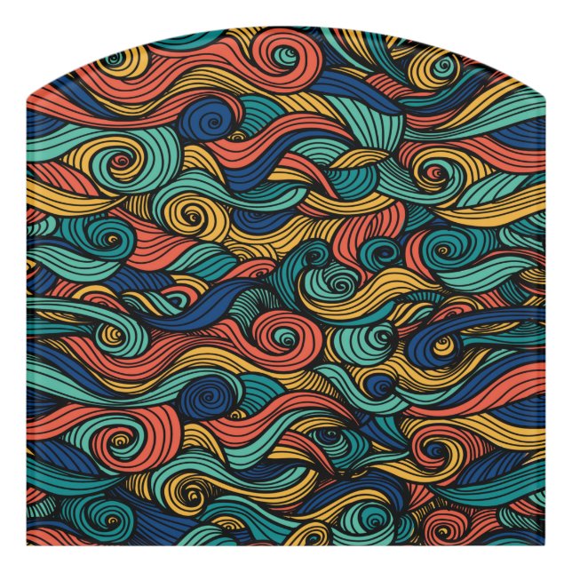Retro Paisley Wave Boho Door Sign (Contour Front)