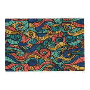 Retro Paisley Wave Boho Placemat