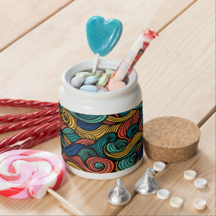 Retro Paisley Wave Candy Jar