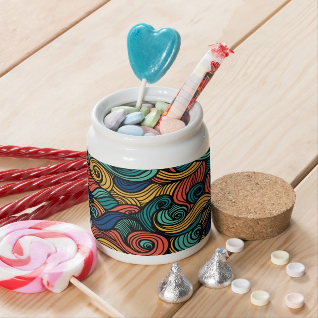 Retro Paisley Wave Candy Jar (In Situ)