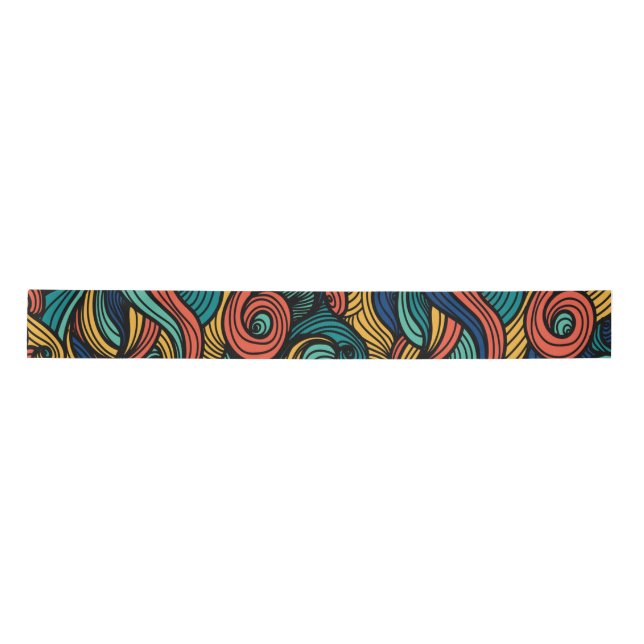 Retro Paisley Wave Satin Ribbon (Front)
