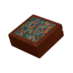 Retro Paisley Wave Wooden Gift Box