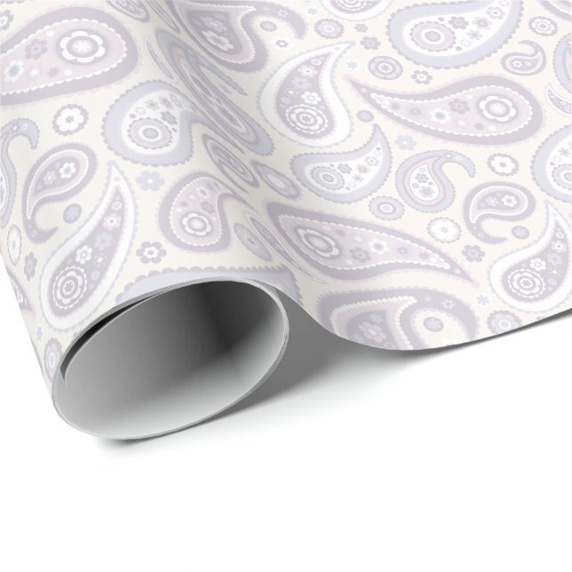 Retro Pale Subtle Paisley Pattern Wrapping Paper (Roll Corner)