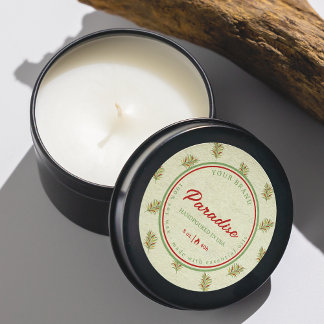 Retro Palm Leaves Circle Candle Tin Label