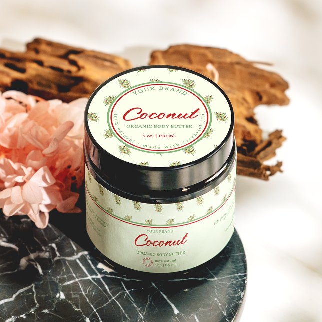 Retro Palm Leaves Retro Circle Cosmetics Jar Label (Creator Uploaded)