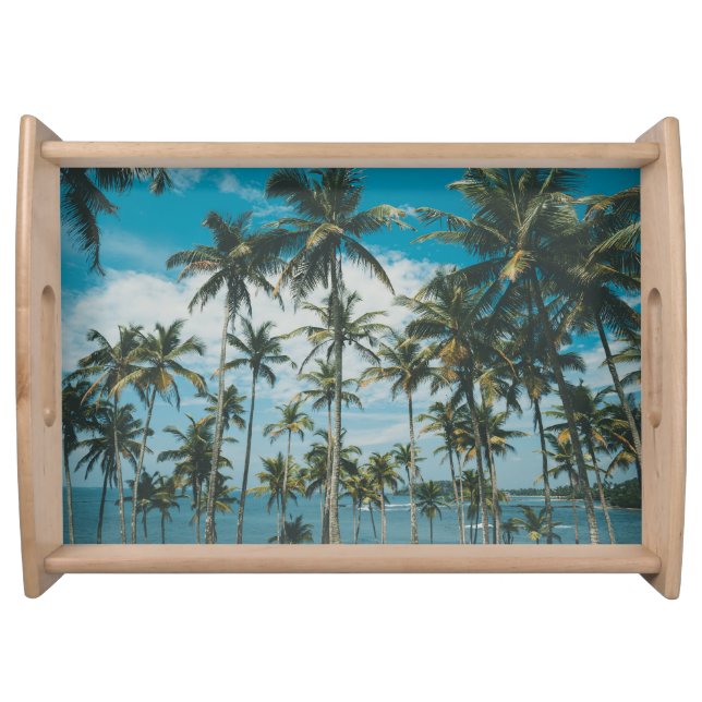 Retro Palm Ocean Silhouette Serving Tray (Front)