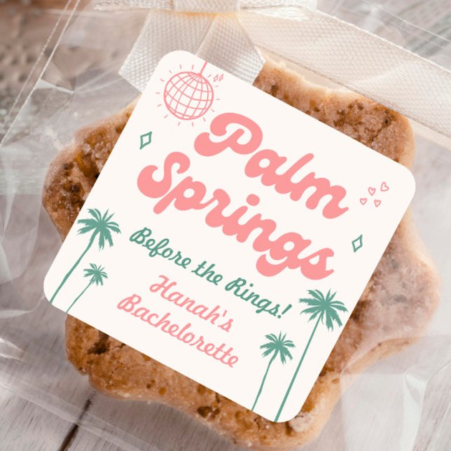 Retro Palm Springs Bachelorette Square Sticker (Creator Uploaded)