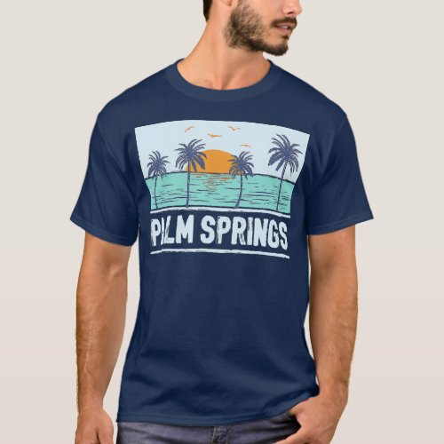 Retro Palm Springs California Tropical Sunset T_Shirt