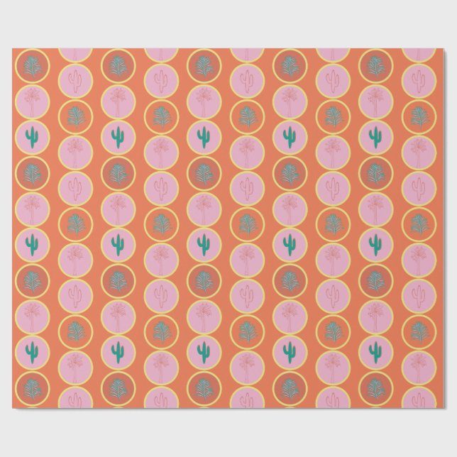 Retro Palm Springs Geometric Circles Gift Wrap  (Flat)
