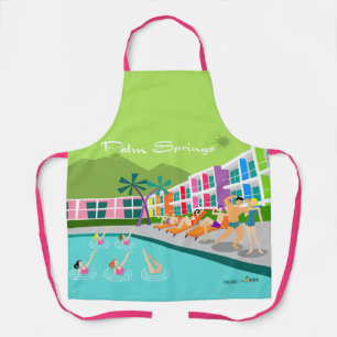 Retro Palm Springs Hotel All-Over Print Apron