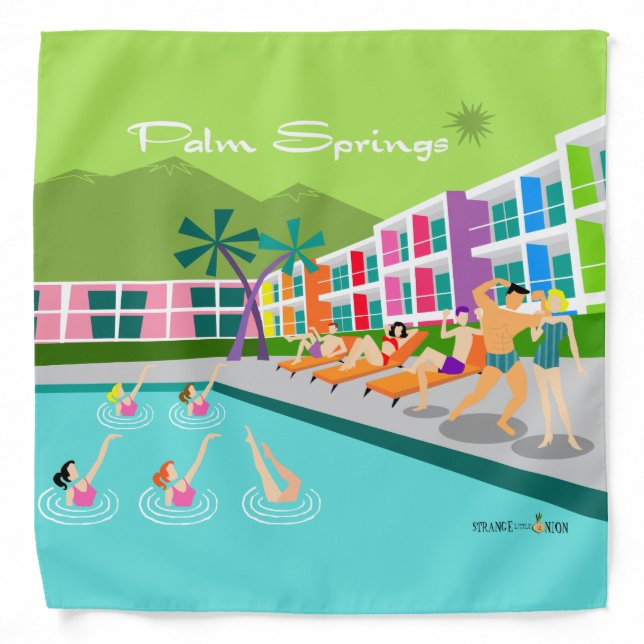 Retro Palm Springs Hotel Bandana (Front)
