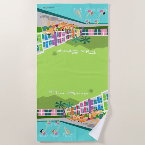 Retro Palm Springs Hotel Beach Towel