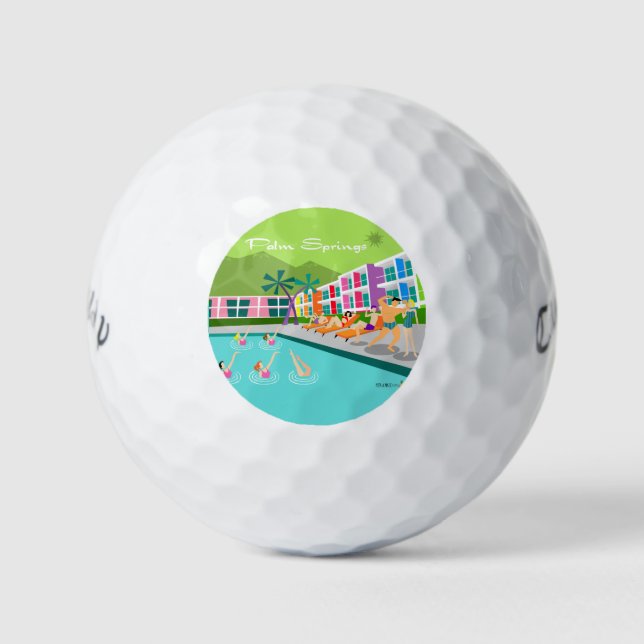 Retro Palm Springs Hotel Golf Balls (Front)