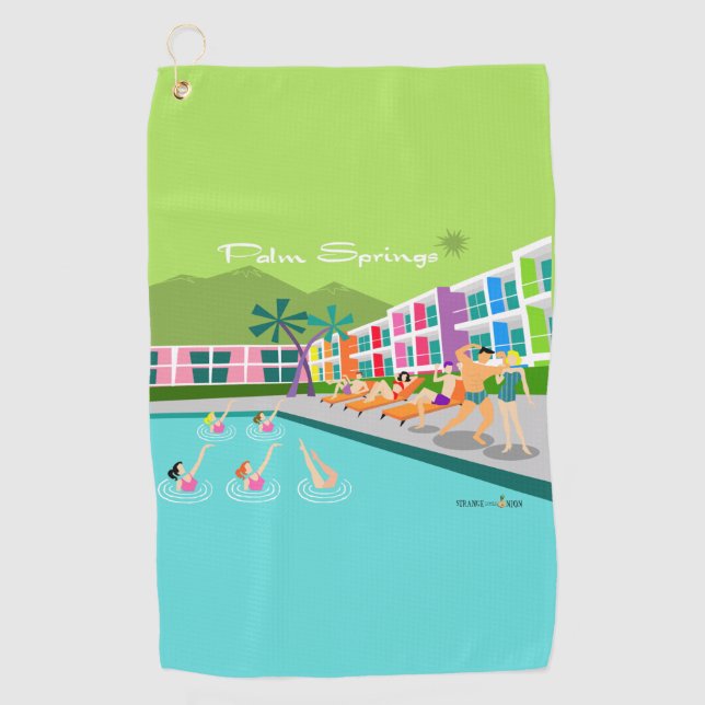 Retro Palm Springs Hotel Golf Towel (Front)