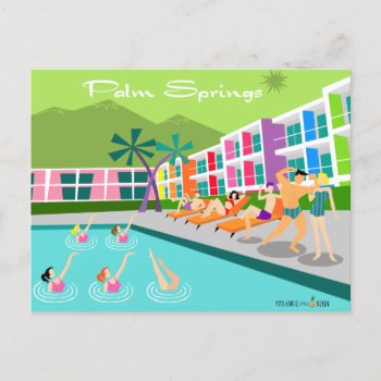Retro Palm Springs Hotel Postcard by StrangeLittleOnion at Zazzle