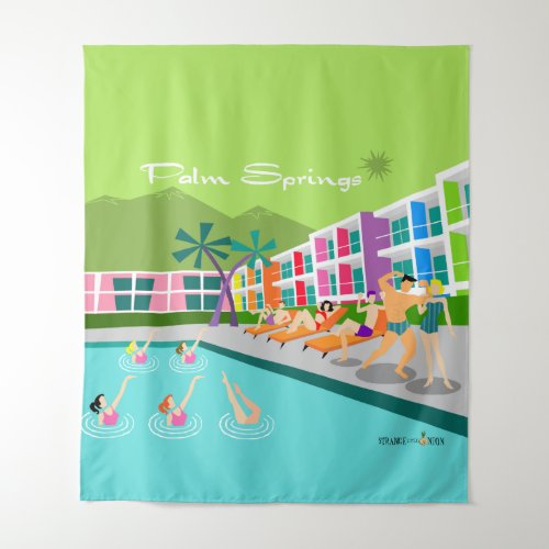 Retro Palm Springs Hotel Tapestry